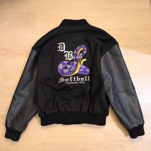 Snake Mamba Viper Men XL Varsity Jacket Cincinnati Diamondbacks Softball Leather